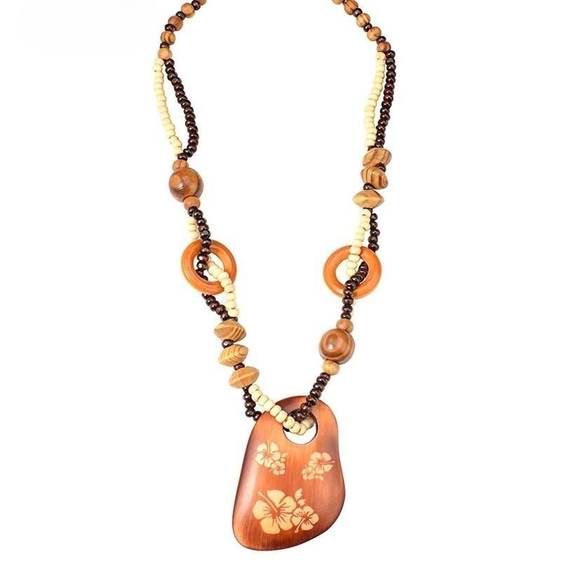 

JMXD Богемне Довге Дерев яне Підвісне Намисто Вінтажне Ручної Роботи Прикраса Новий Китайський Стиль Бохо Етнічний Акцентний Аксесуар Подарунок