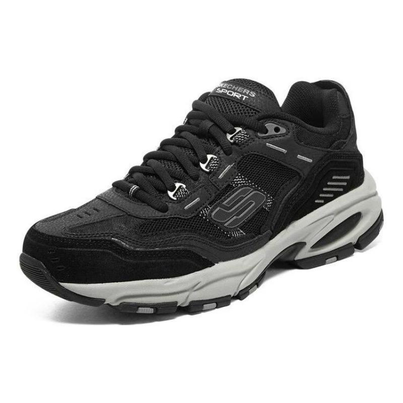 Skechers Vigor 2.0 Men Mesh Leather Comfort Low Top Casual Shoes Charcoal Black 237067-BKCC