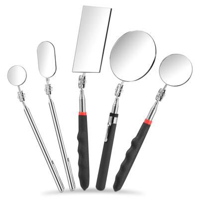 5/4Pcs Telescoping Inspection Mirrors Set Stainless Steel Retractable Mechanical Mirror 360° Rotation Mirror Inspection Tools
