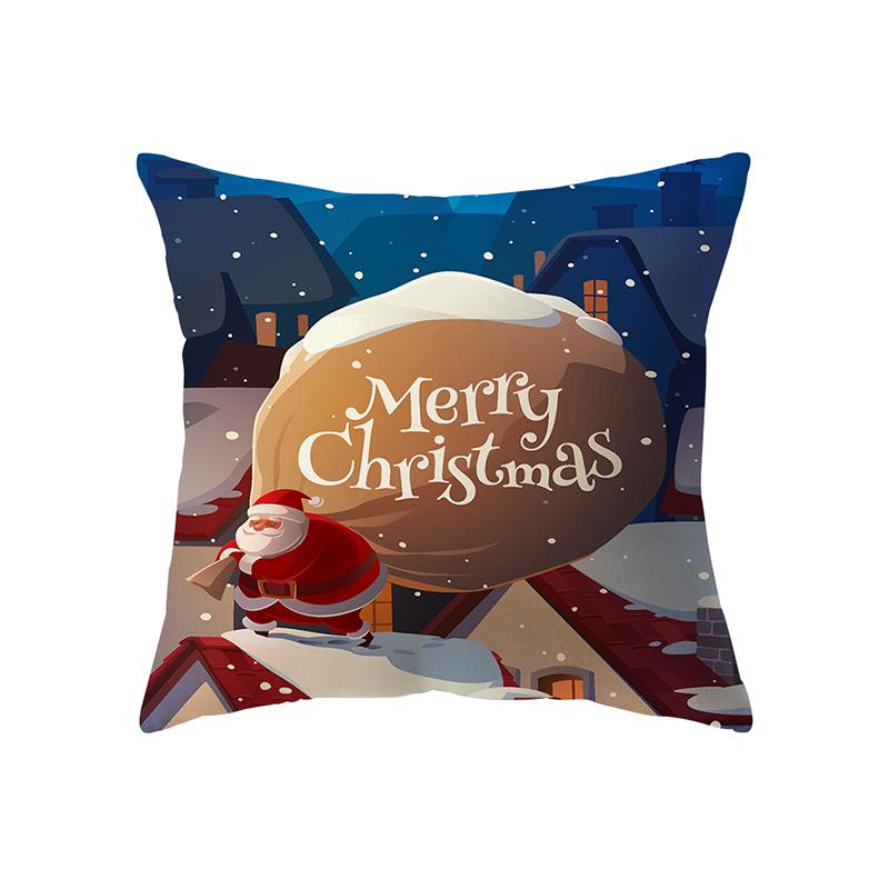 Merry Christmas Santa Claus Print Pattern Cushion Cover Home Living Room Sofa Decoration Square Pillow Pillow Cover