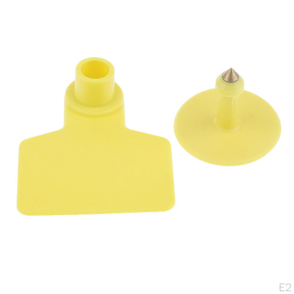 100 Pcs Blank Ear Tag for Pigs Cow Cattle Livestock, TPU, No Harm, Yellow