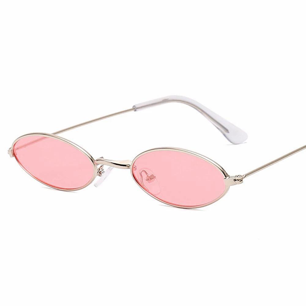 Retro Oval Sunglasses with Metal Frame for Women As Picture
