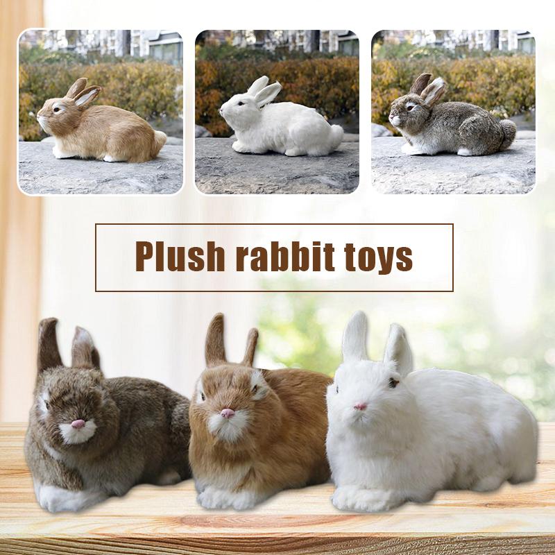 Lifelike Faux Fur Rabbit Toy Realistic Rabbit Doll Animal Figurines  Gift Home Decor Crafts Desktop Ornaments Photography Props
