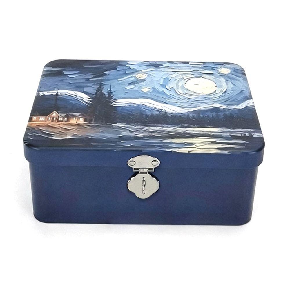 Rectangular Shape Tinplate Box Large Size Empty Box Treasure Chest Storage Box  Gift Giving