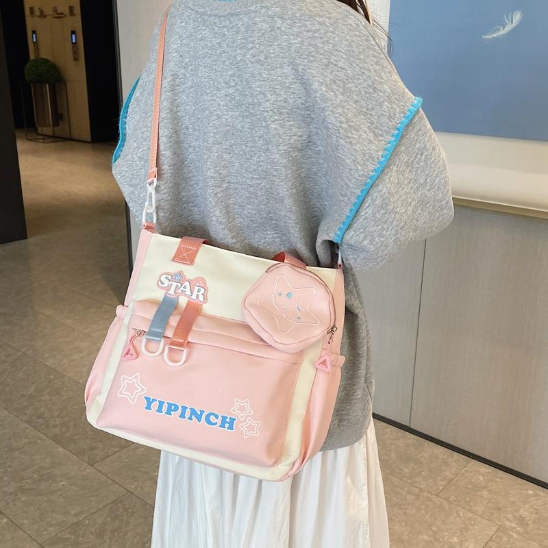 Kontrastní barva taška přes rameno pro studenty střední školy dámská crossbody taška studentská taška do třídy