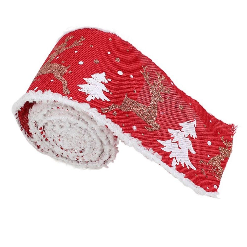 

200cm Gift Box Packaging Ribbon Red/Grey/Pink Gift Box Decoration White Velvet Elk Ribbon DIY