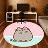 1 szt. Pusheen, Okrągła mata podłogowa dla kota - Antypoślizgowa, Mata podłogowa do biura, sypialni, wystroju domu, Prezent świąteczny p0811385