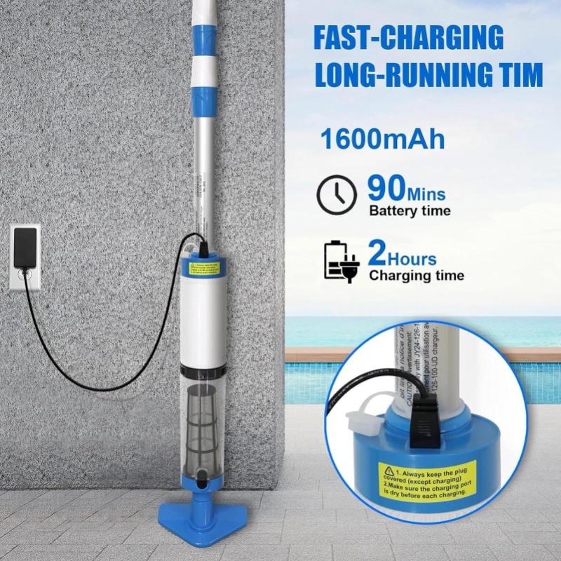 3 In 1 Pool Vacuum Rechargeable Multifunctional Electric Swimming Pool Vacuum Cleaner For Bathtubs Fish Pools US Plug 100-240v