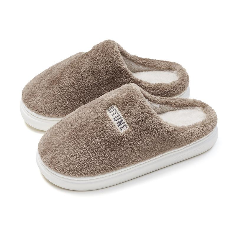 Fine-tuned cotton slippers women's autumn and winter plush couple home indoor household heating floor non-slip men