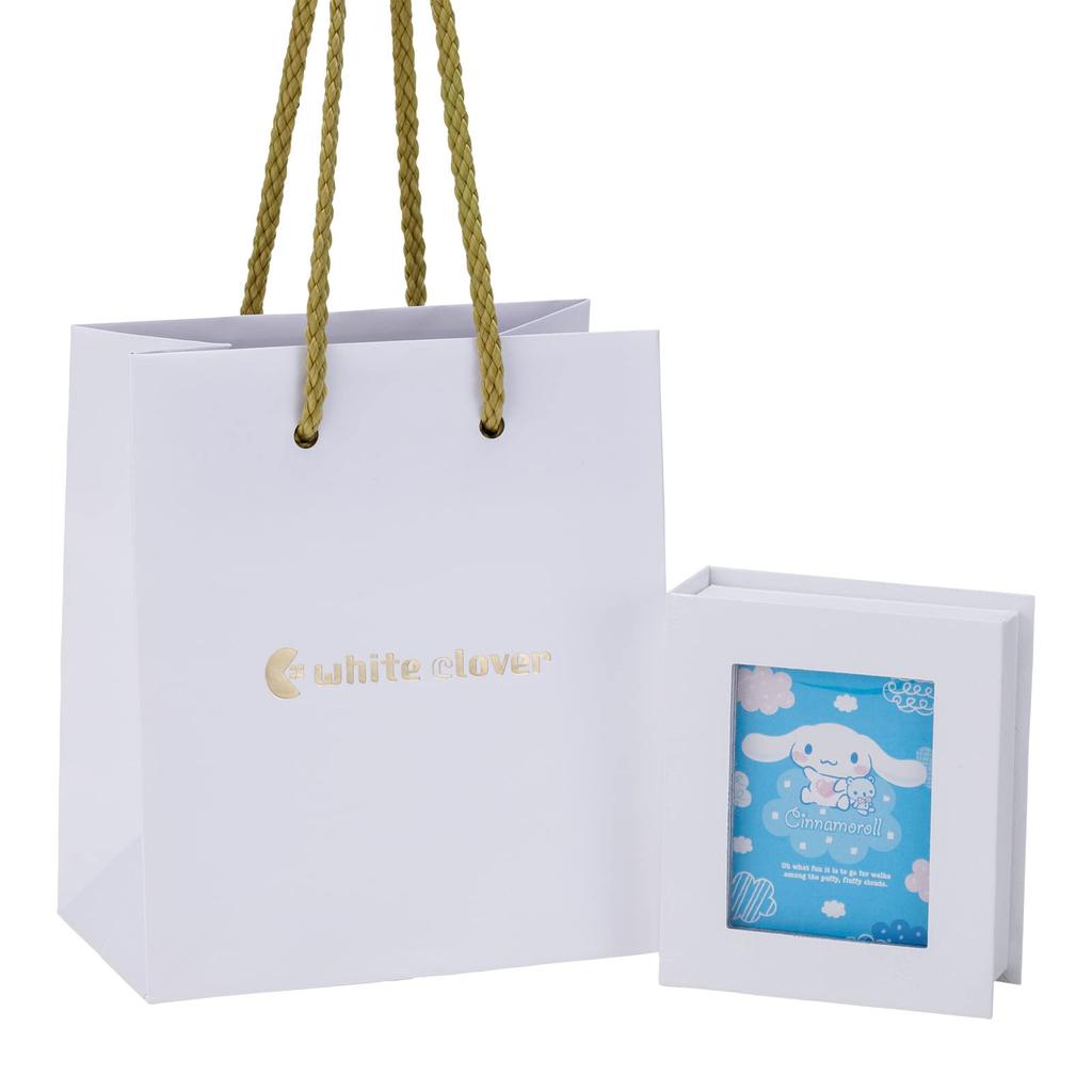 Cinnamoroll Sanrio Cinnamon Mocha Dancing Stone Halskette Offenes Herz Silber 925 Zirkonia [Weißklee] SACI-N056RD