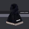 New Soft and Waxy Raw Edge Knitted Small Scarf for Women in Autumn and Winter Warm and Versatile Student Couple Woolen Scarf Trendy