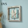 Small Beach House Ornaments 3D Conch/Starfish/Shell Wooden Frame Wall Art, Distressed Coastal Style Decoration, Seaside Theme Decorations Ocean