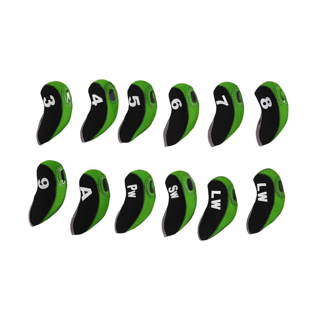 12Pcs Putter Head Covers Blade Golf Club Headcovers Neoprene Protective Jacket for Training Daily UseGreen