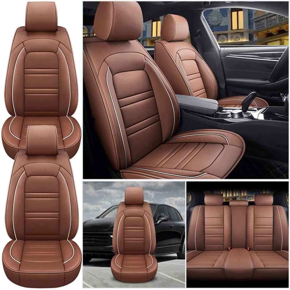 Universal 5-Seat PU Leather Car Seat Covers Full set Front Rear Seat Cushion Anti-scratch Protection Four Season