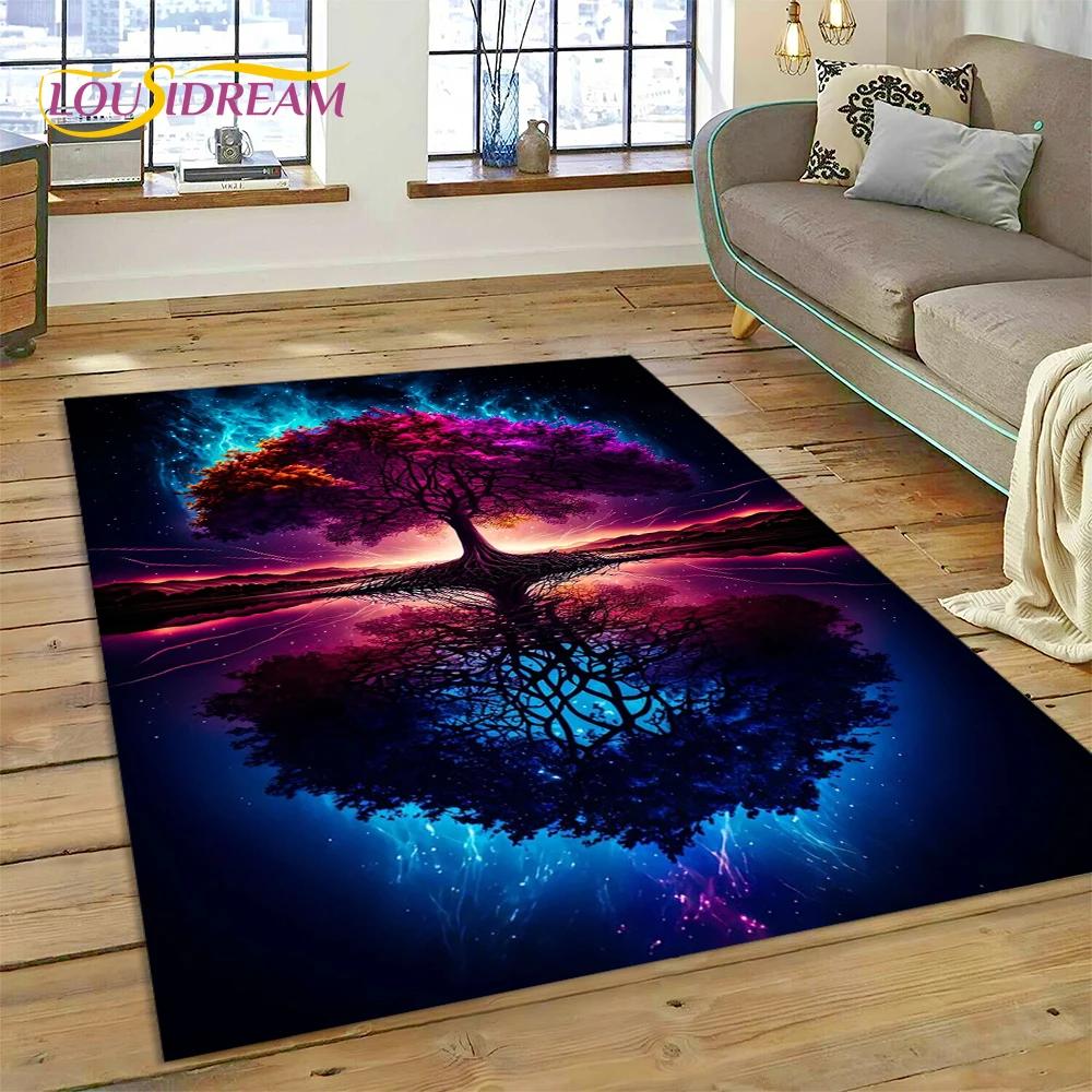 Nordic Mythology Yggdrasil Nature Tree of Life Carpet Rug for Home Living Room Bedroom Sofa Doormat Decor,kid Non-slip Floor Mat