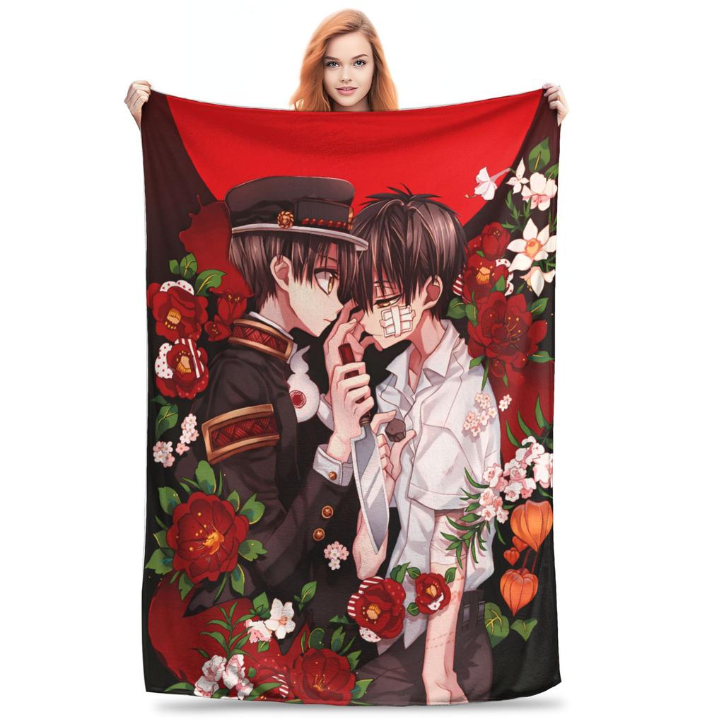 Kawaii Hanako Kun Japanese Blanket Travel Office Flannel Throw Blanket For Home Decor Warm Soft Quality Bedspread Gift Idea