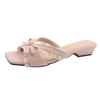 2025 Summer New Gentle Fairy Low Heel Cool Slippers Women's Casual with Skirt Bow Open Toe Fashion Women's Shoes