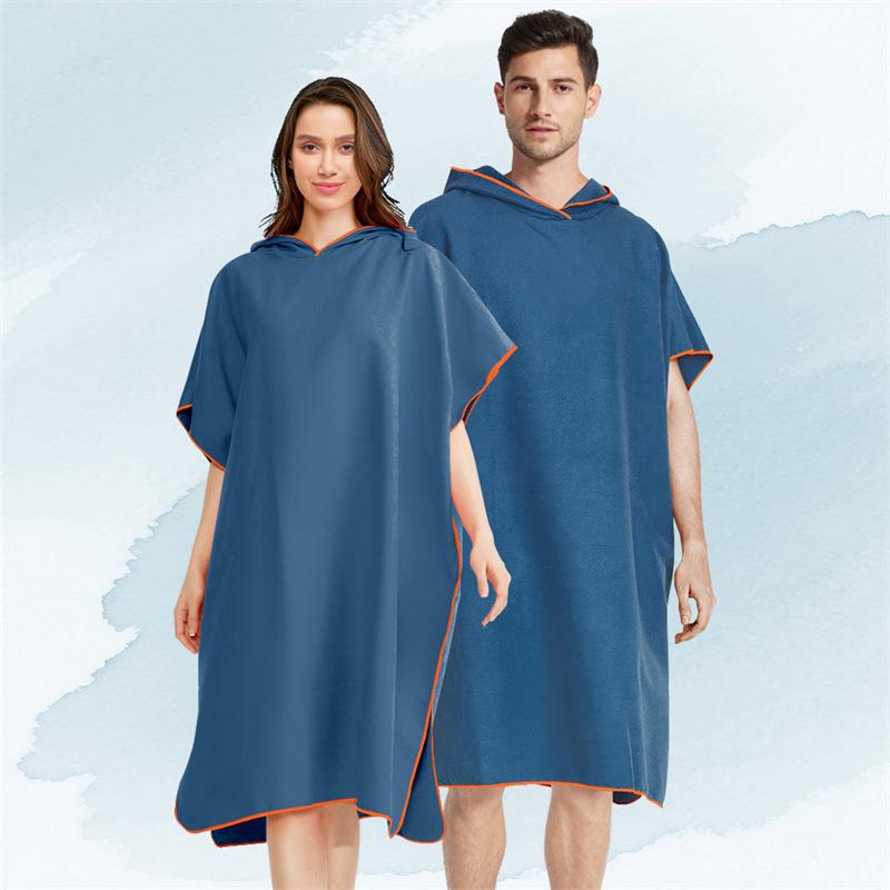 Poncho da surf per adulti con cappuccio in pile double-face - Asciugamano da spiaggia e per cambi ad asciugatura rapida.