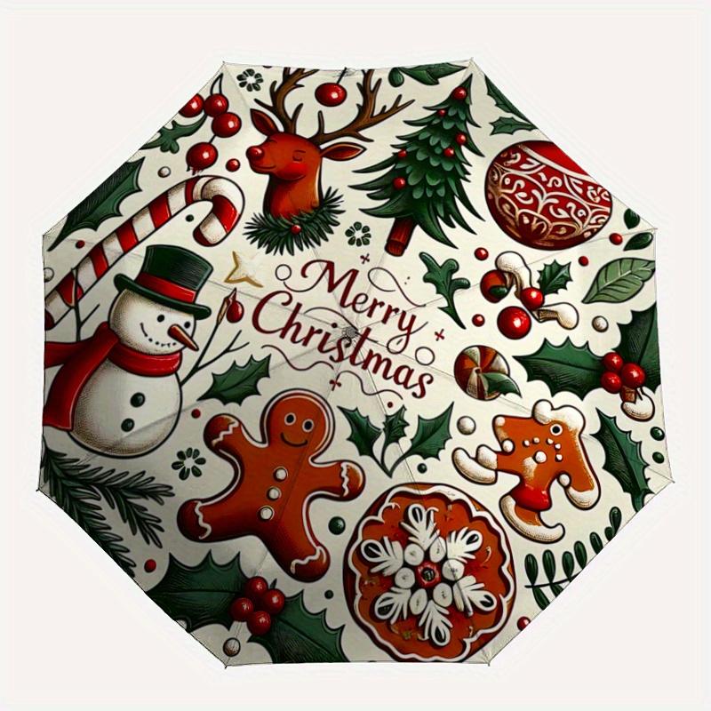1pc Merry Christmas Automatic Opening and Closing Umbrella - Lightweight 3-Fold Design, Suitable for Fans, Travel, Daily Use - Official Product,