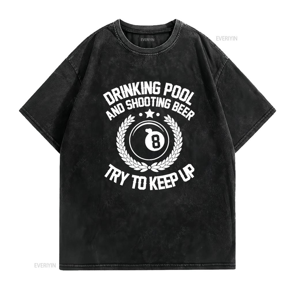 Piscina da bere e sparare birra Divertente Regalo Biliardo T Shirt vintage Lavata Alla moda Leggermente Morbido Top Per l'uso quotidiano