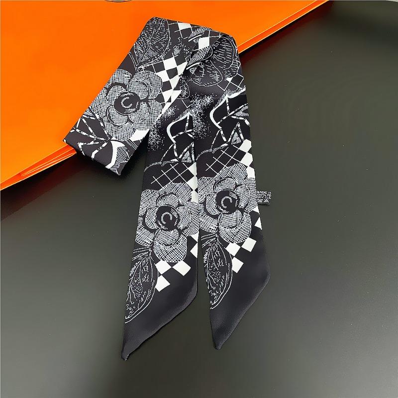 Black White Striped Narrow Long Silk Scarf Bag Tie Lady Neck Skinny Scarves Hairband Foulard Ribbon Headscarf