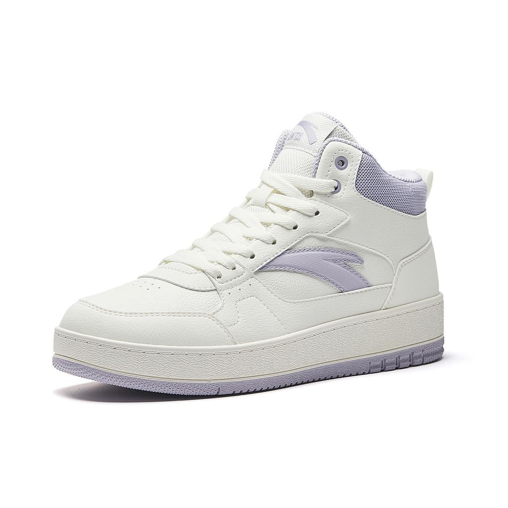 Anta First Year Textile, Synthetic Leather High Top Women's Shoes Women's Ivory White/Light Purple Gray 922548083-1