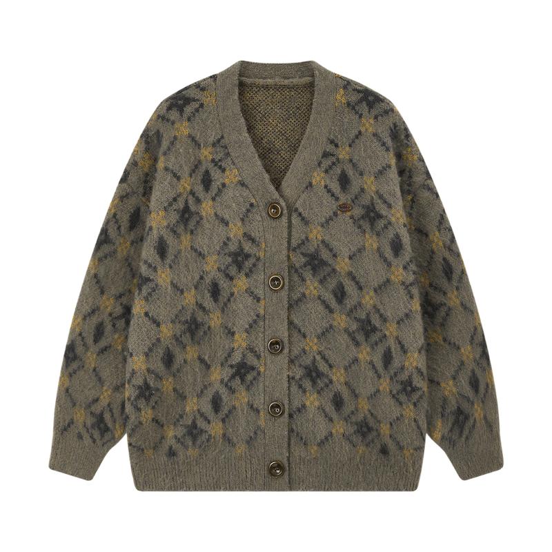 ELLE KIDS Girls Color-Block Jacquard Knit Round Neck Cardigan 140