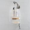 Hanging Shower Caddy with Two Hooks Three Tier Shelves Soap Sponge Holder Rust Resistant Durable Bathroom Organizer