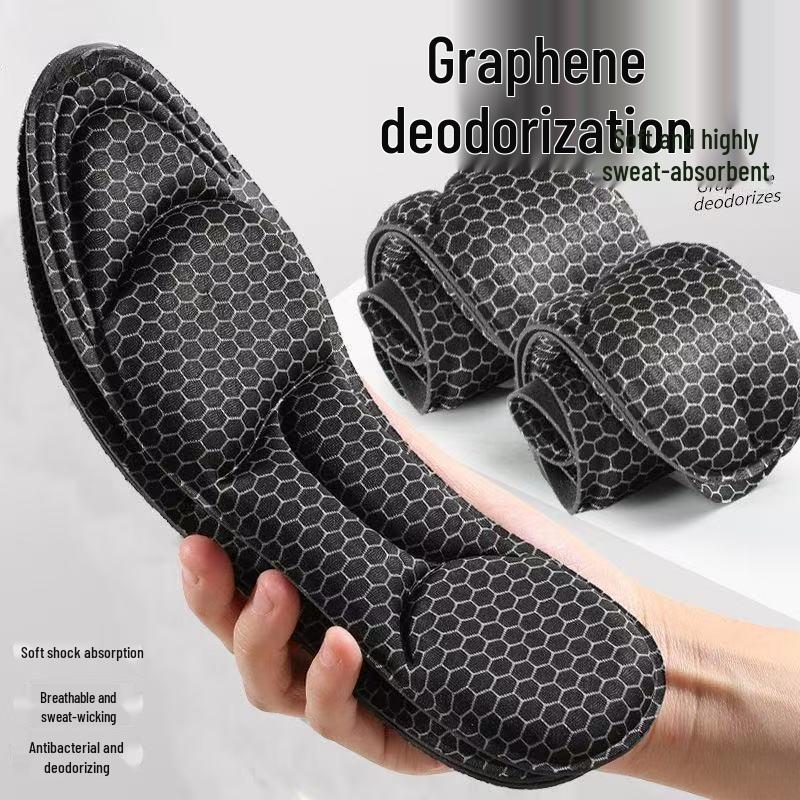 4D Graphene Antibacterial Breathable Insole: Sweat-Absorbing, Comfortable, Thick, Elastic Shock Absorption for Men & Women