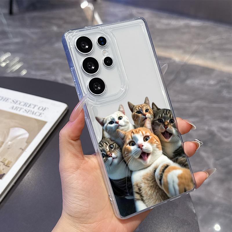 Kind and lovely cat Phone Case for Samsung Galaxy S25 Ultra S20 FE S21 S22+ S23 Plus S24 S26 Edge Cases Transparent Soft Covers