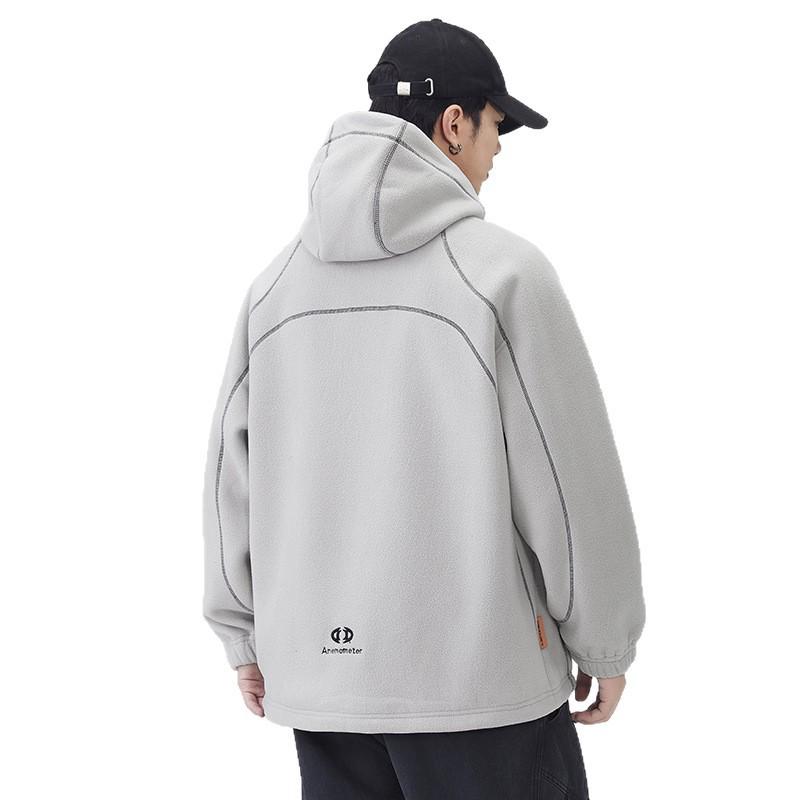 Men's Autumn Fleece Hooded Jacket - Warm, Loose, Casual Outdoor Wear