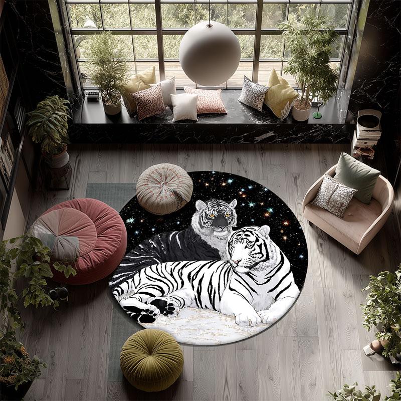 Tiger pattern round rug,Carpet Rug for Living Room Bedroom Playroom ,Non-slip Floor Mat,Holiday Gifts and Birthday Gifts.