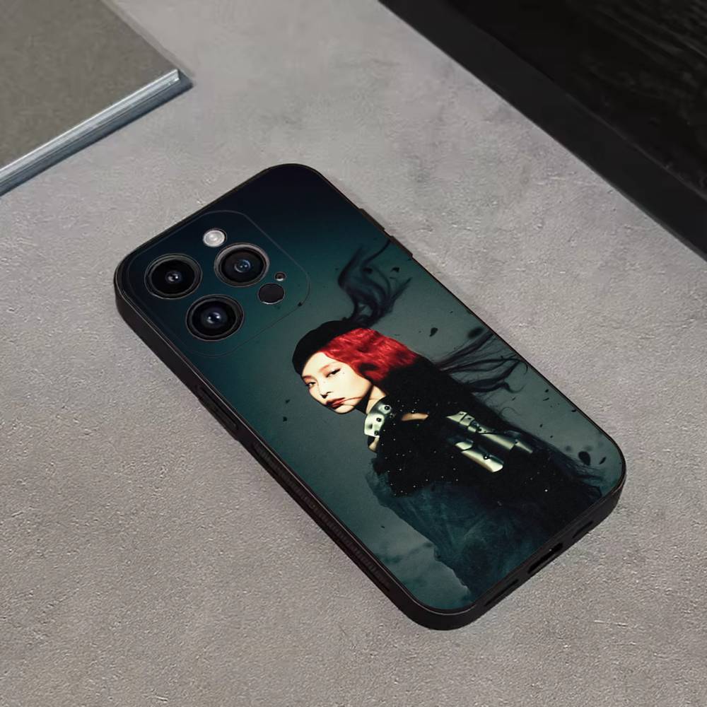 Custodia per Telefono Kpop Ruby J-Jennie Kim Per iPhone 16,15,14,13,12,11 Plus,Pro Max,XS,X,XR,SE,Mini,8,7,Cover Nera in Morbido Silicone