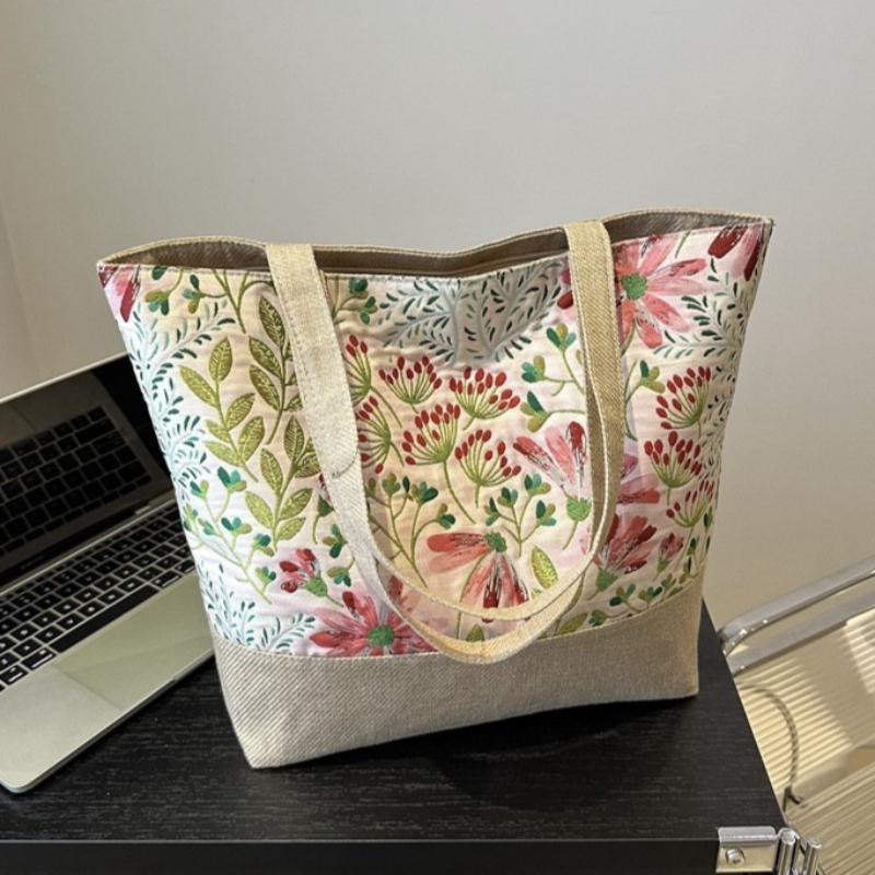 Large Size Tote Bag Fashion Folding Women Handbag Sea Tote Shoulder Bags Ladies Casual Flower Printing Shopping Bags Summer New