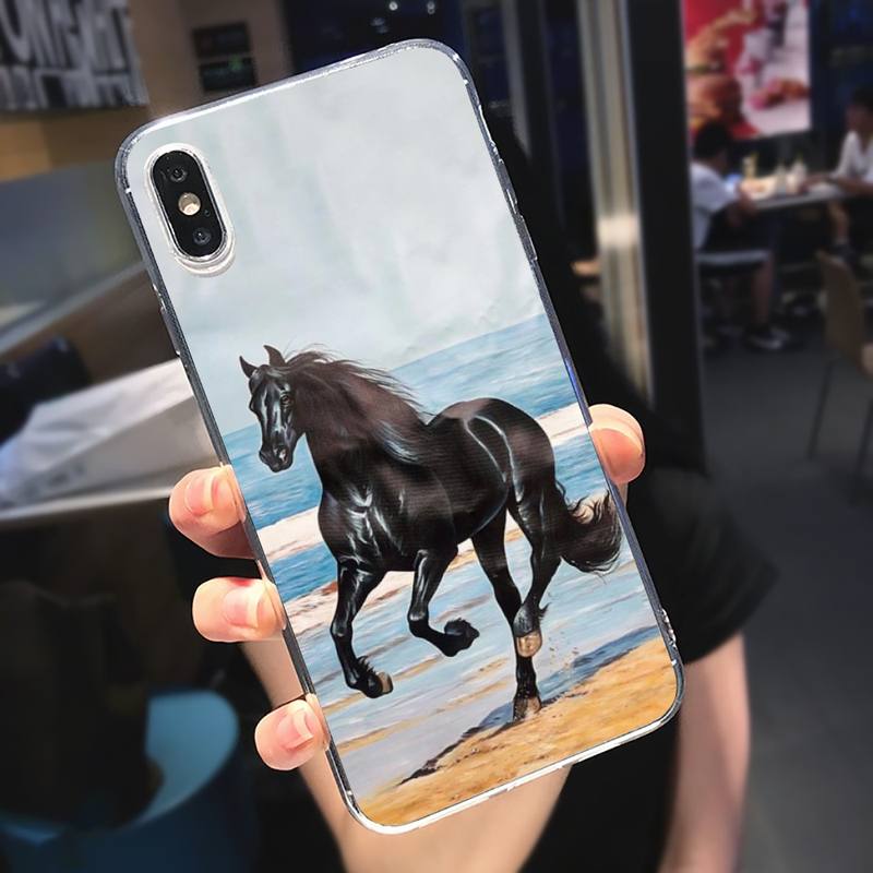 Run Horse Animal Phone Case Transparent Soft For Iphone 5 5s 5c Se 6 6s 7 8 11 12 Plus Mini X Xs Xr Pro Max