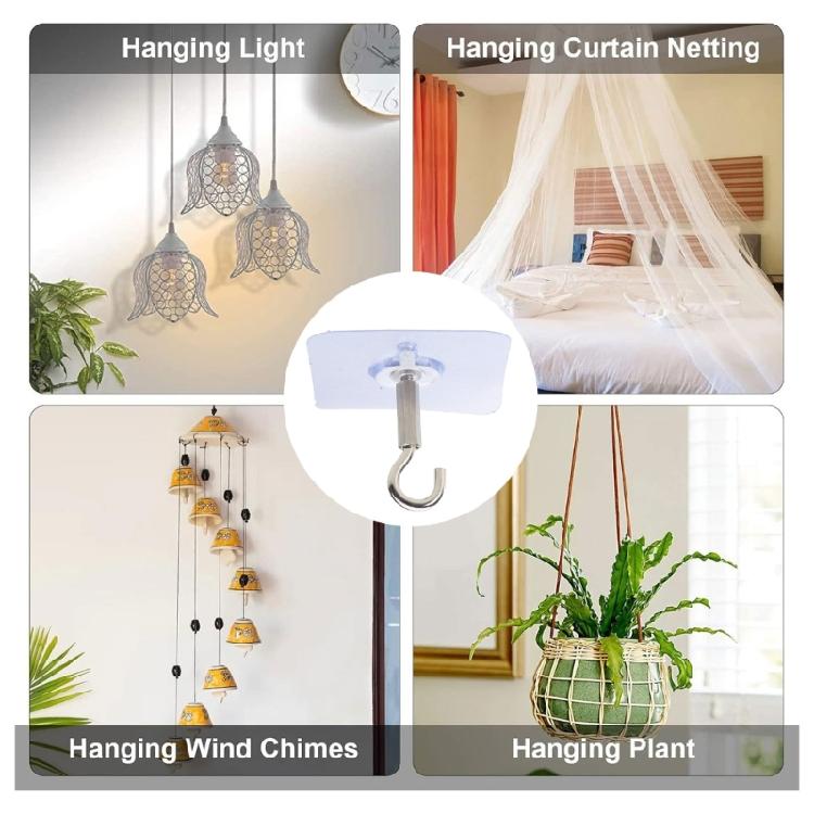 Adhesive Hooks Wall Ceiling Hook No-Drill Cabinet Hook Hanging Small Plant Towel