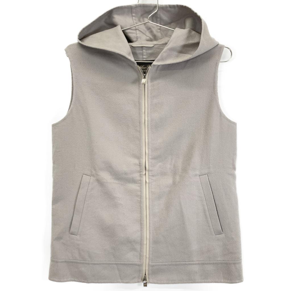 loro piana MAC1156 Gray Cashmere 100 Hooded Zip-Up Vest Jacket Jacket 42 grayUsed