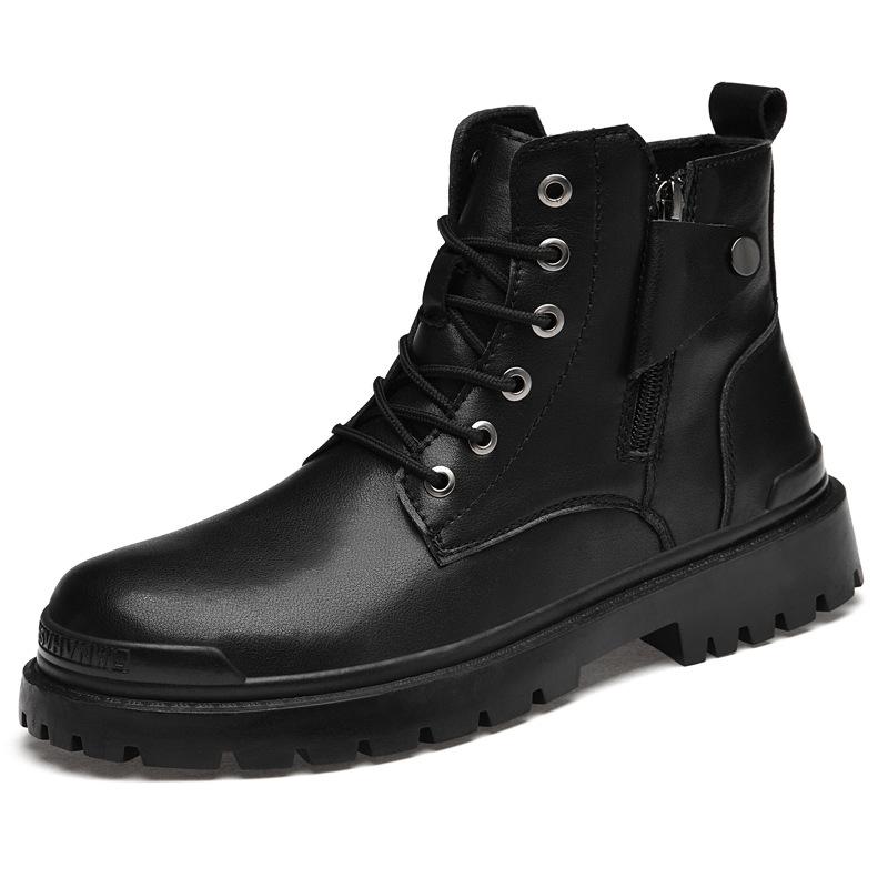 

Large size 4748 Martin boots Men s boots Fleece thermal short boots Men s leather boots Outdoor high-top men s shoes Trendy boots 38