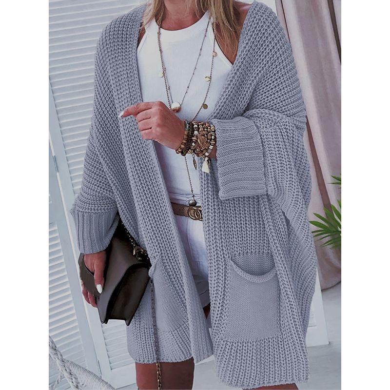 Autumn knit Sweater Women Cardigan Commuter Style Loose Mid-Length Outerwear Plus size Leisure Top