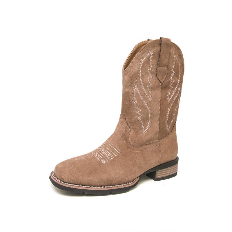 Herren Plus Size Bestickte Leder-Cowboy-Stiefel - Western Style zum Hineinschlüpfen Hohe Stiefel
