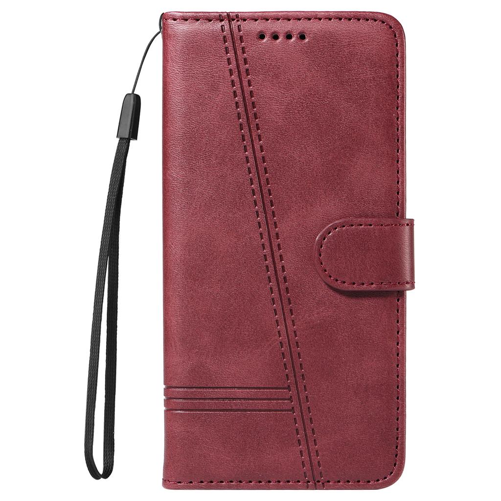 For Xiaomi Redmi 13 5G/13 4G Anti-Scratch Phone Case Imprinted Line PU Leather Cover Wallet with Wrist Strap