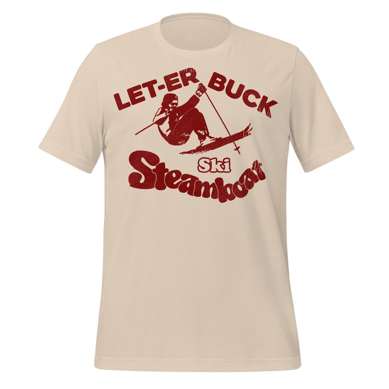 Retro Ski T-Shirt:  Let-er Buck!  Steamboat Colorado Design M