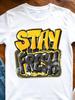 Men’s Black Bold Yellow Graffiti Letter Graphic T‑Shirt, Crew Neck Casual Regula