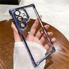 6D Plating Transparent Case For Samsung Galaxy S24 Ultra S22 Plus S23 FE Lens Film Camera Protection Air Cushion Clear Cover
