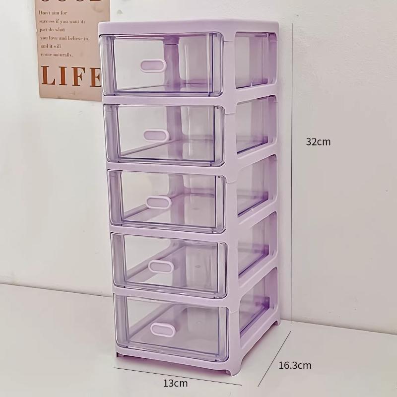 Purple Desktop Storage Box Organizer with Drawers Clear Plastic Office School Stationery Makeup Cosmetic Jewelry Storage Boxes