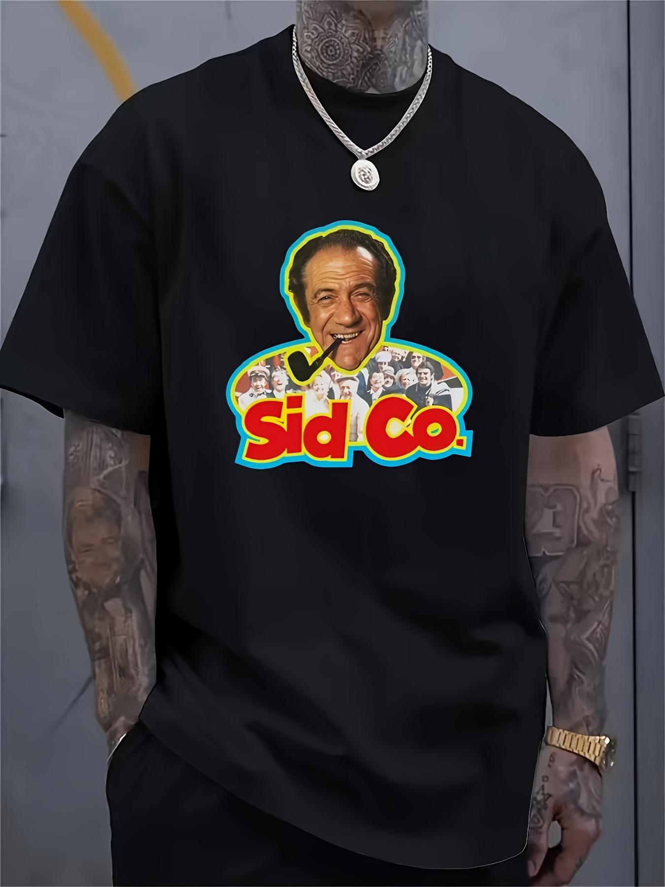 

Sid James Co Carry On Films Inspired Retro Pattern Tshirt with British Comedy Style Pipe Character Face Frame Design t shirts 4XL