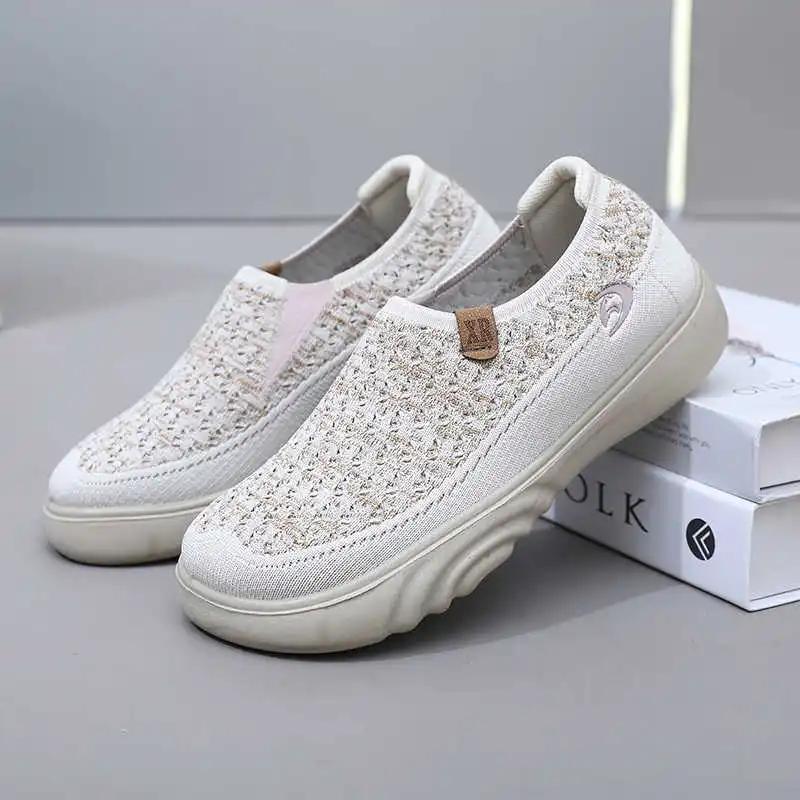 Fashion Slip Resistant Mocacinnes Sneakers Size 44 Woven Athletics Shoes Women Footwear Sport Casuall Tenks Luxury Latest Wide Foot