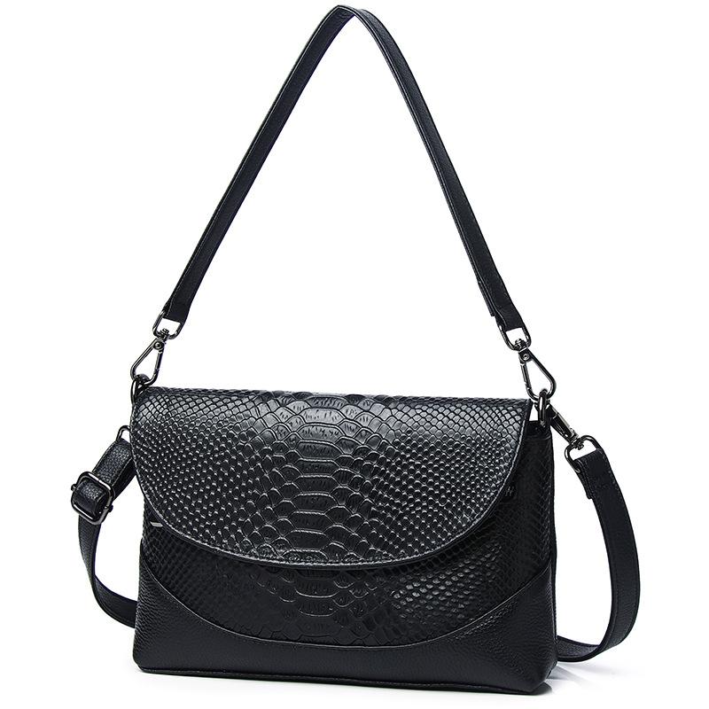 Unterarm Ledertasche für Damen, Geprägtes Schlangenmuster Erste Schicht Rindsleder Diagonale Umhängetasche Kleine Tasche, Damen Schulter Umhängetasche