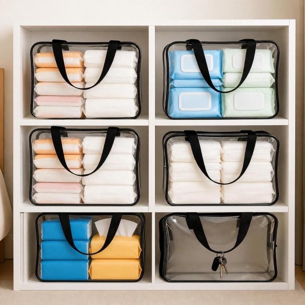With Handle File Organizer Pouch Sturdy Zipper Transparent Handbag New Transparent Storage Bag