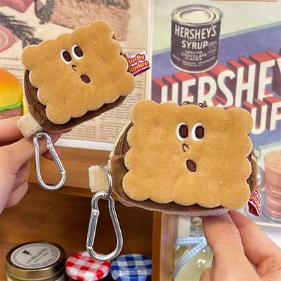Borse porta monete a forma di biscotto Kawai, borsetta con torta di peluche, organizer per cuffie, chiavi, carte, sacchetti portaoggetti, regali di compleanno per bambini, ciondoli per zaini scolastici